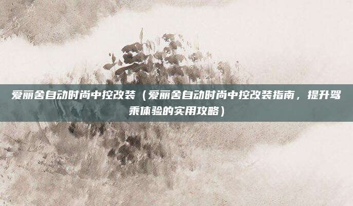 爱丽舍自动时尚中控改装（爱丽舍自动时尚中控改装指南，提升驾乘体验的实用攻略）