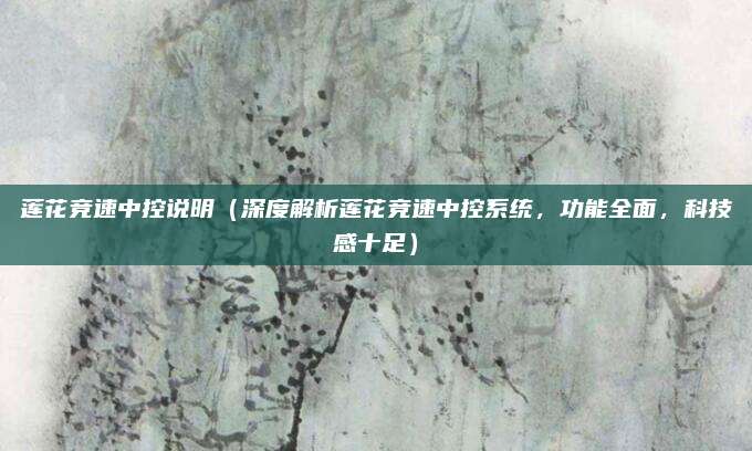 莲花竞速中控说明（深度解析莲花竞速中控系统，功能全面，科技感十足）