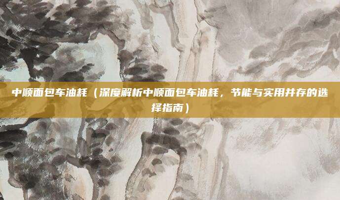 中顺面包车油耗（深度解析中顺面包车油耗，节能与实用并存的选择指南）