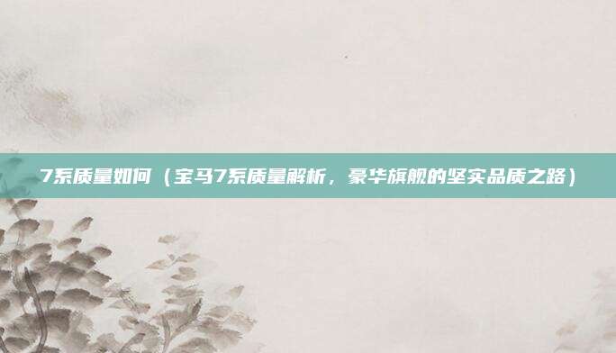 7系质量如何（宝马7系质量解析，豪华旗舰的坚实品质之路）