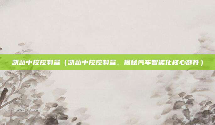 凯越中控控制盒（凯越中控控制盒，揭秘汽车智能化核心部件）