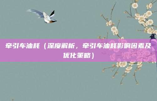 牵引车油耗（深度解析，牵引车油耗影响因素及优化策略）