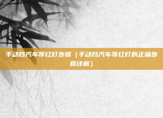 手动挡汽车等红灯步骤（手动挡汽车等红灯的正确步骤详解）