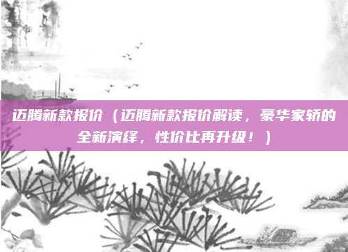 迈腾新款报价（迈腾新款报价解读，豪华家轿的全新演绎，性价比再升级！）