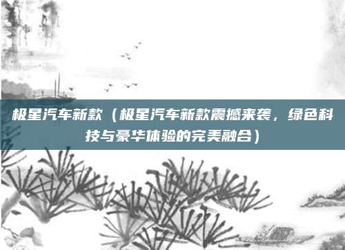 极星汽车新款（极星汽车新款震撼来袭，绿色科技与豪华体验的完美融合）