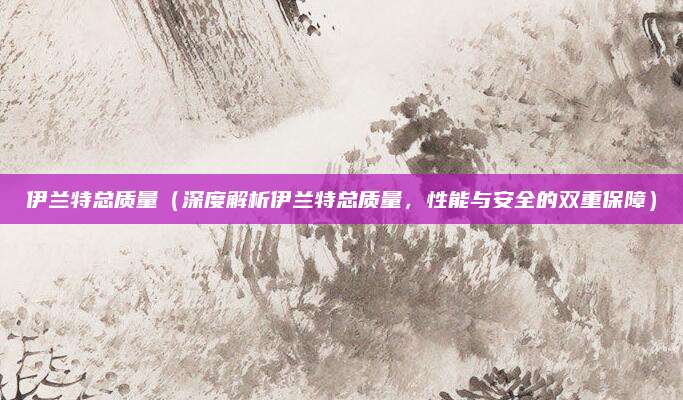伊兰特总质量（深度解析伊兰特总质量，性能与安全的双重保障）