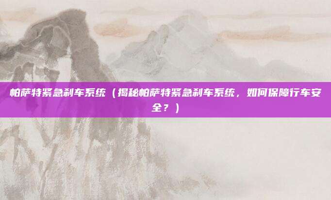 帕萨特紧急刹车系统（揭秘帕萨特紧急刹车系统，如何保障行车安全？）