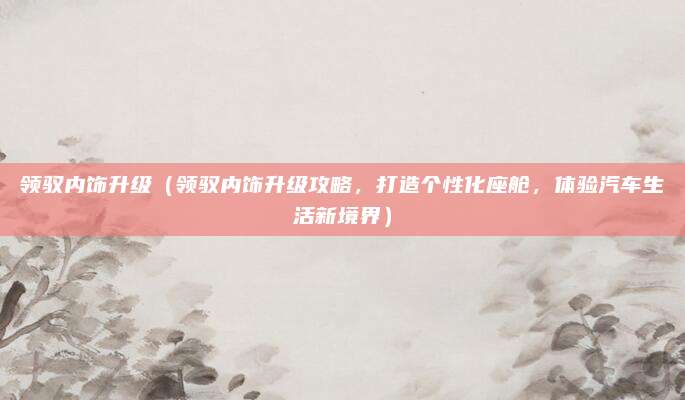 领驭内饰升级（领驭内饰升级攻略，打造个性化座舱，体验汽车生活新境界）