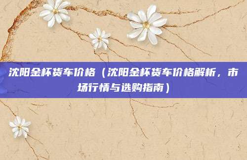 沈阳金杯货车价格（沈阳金杯货车价格解析，市场行情与选购指南）