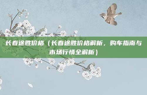 长春途胜价格（长春途胜价格解析，购车指南与市场行情全解析）