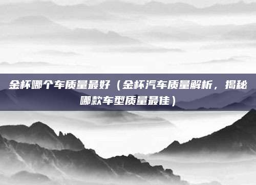 金杯哪个车质量最好（金杯汽车质量解析，揭秘哪款车型质量最佳）