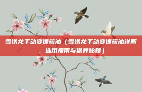 雪铁龙手动变速箱油（雪铁龙手动变速箱油详解，选用指南与保养秘籍）