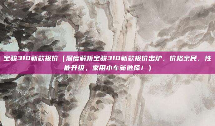 宝骏310新款报价（深度解析宝骏310新款报价出炉，价格亲民，性能升级，家用小车新选择！）