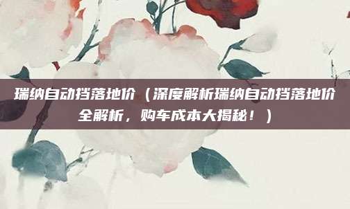 瑞纳自动挡落地价（深度解析瑞纳自动挡落地价全解析，购车成本大揭秘！）