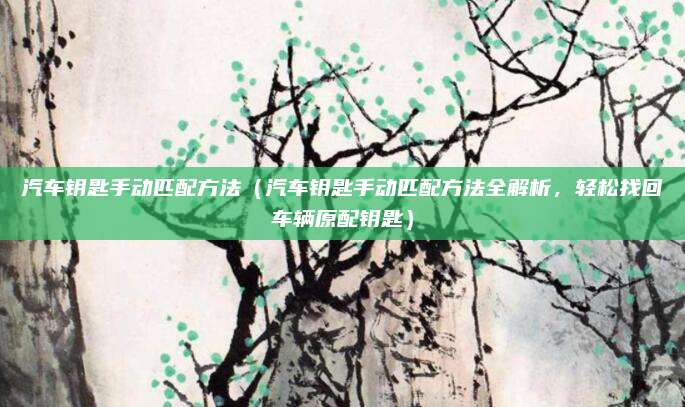 汽车钥匙手动匹配方法（汽车钥匙手动匹配方法全解析，轻松找回车辆原配钥匙）