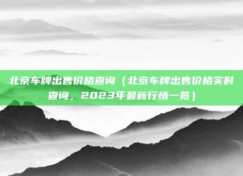 北京车牌出售价格查询（北京车牌出售价格实时查询，2023年最新行情一览）