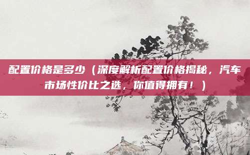 配置价格是多少（深度解析配置价格揭秘，汽车市场性价比之选，你值得拥有！）