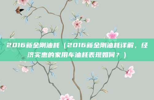 2016新金刚油耗（2016新金刚油耗详解，经济实惠的家用车油耗表现如何？）