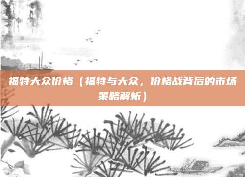 福特大众价格（福特与大众，价格战背后的市场策略解析）