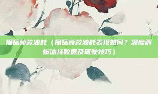 探岳新款油耗（探岳新款油耗表现如何？深度解析油耗数据及驾驶技巧）