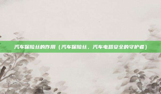 汽车保险丝的作用（汽车保险丝，汽车电路安全的守护者）