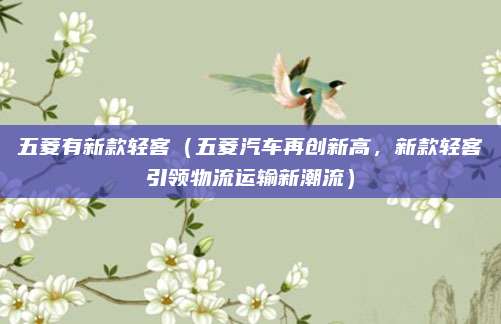 五菱有新款轻客（五菱汽车再创新高，新款轻客引领物流运输新潮流）