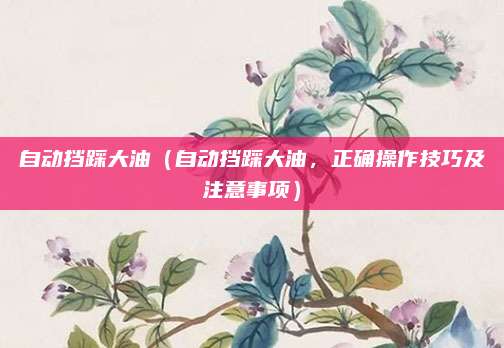自动挡踩大油（自动挡踩大油，正确操作技巧及注意事项）