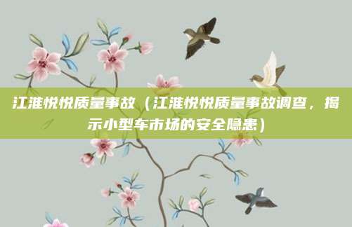 江淮悦悦质量事故（江淮悦悦质量事故调查，揭示小型车市场的安全隐患）