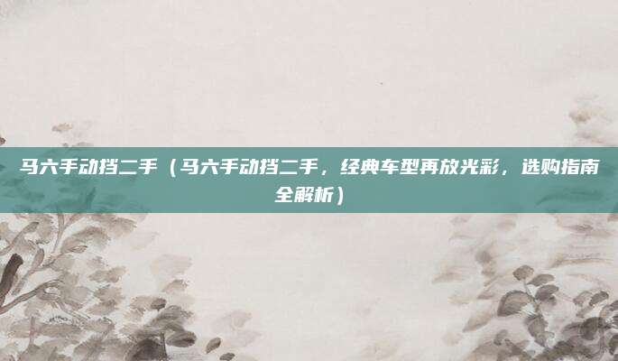 马六手动挡二手（马六手动挡二手，经典车型再放光彩，选购指南全解析）