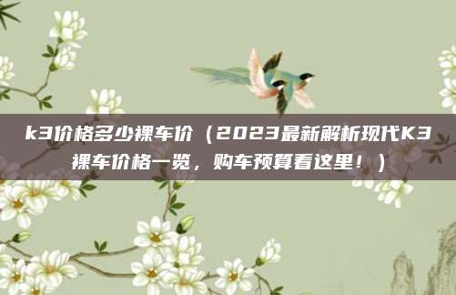 k3价格多少裸车价（2023最新解析现代K3裸车价格一览，购车预算看这里！）