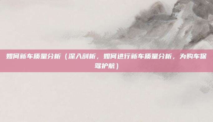 如何新车质量分析（深入剖析，如何进行新车质量分析，为购车保驾护航）