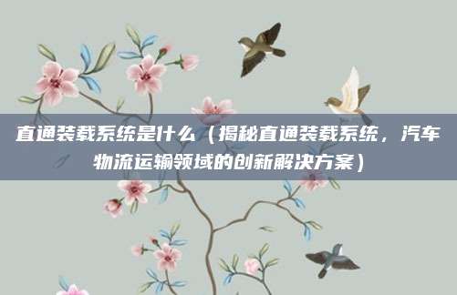 直通装载系统是什么（揭秘直通装载系统，汽车物流运输领域的创新解决方案）