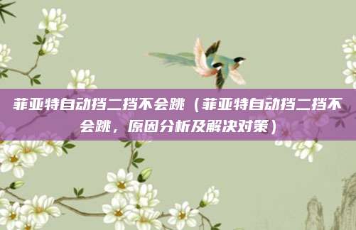 菲亚特自动挡二挡不会跳（菲亚特自动挡二挡不会跳，原因分析及解决对策）