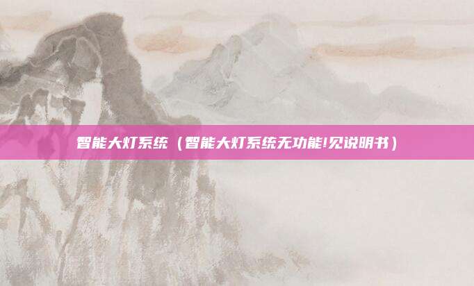 智能大灯系统(智能大灯系统无功能!见说明书)
