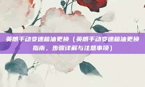 英朗手动变速箱油更换（英朗手动变速箱油更换指南，步骤详解与注意事项）