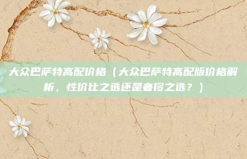 大众巴萨特高配价格（大众巴萨特高配版价格解析，性价比之选还是奢侈之选？）