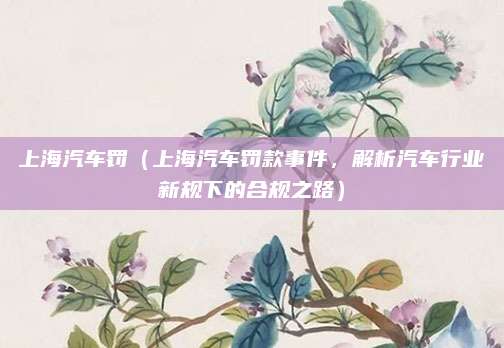 上海汽车罚（上海汽车罚款事件，解析汽车行业新规下的合规之路）