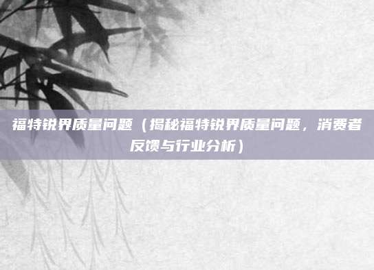福特锐界质量问题（揭秘福特锐界质量问题，消费者反馈与行业分析）