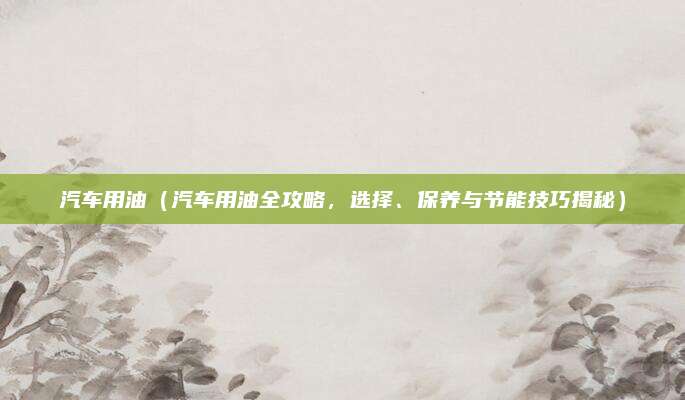 汽车用油（汽车用油全攻略，选择、保养与节能技巧揭秘）
