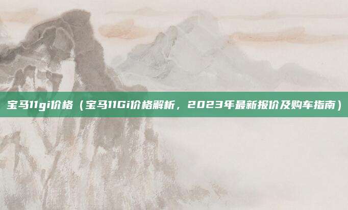 宝马11gi价格（宝马11Gi价格解析，2023年最新报价及购车指南）