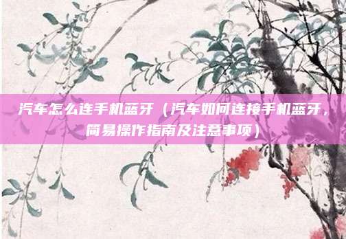 汽车怎么连手机蓝牙（汽车如何连接手机蓝牙，简易操作指南及注意事项）