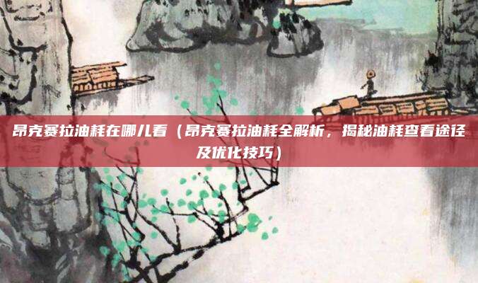 昂克赛拉油耗在哪儿看（昂克赛拉油耗全解析，揭秘油耗查看途径及优化技巧）