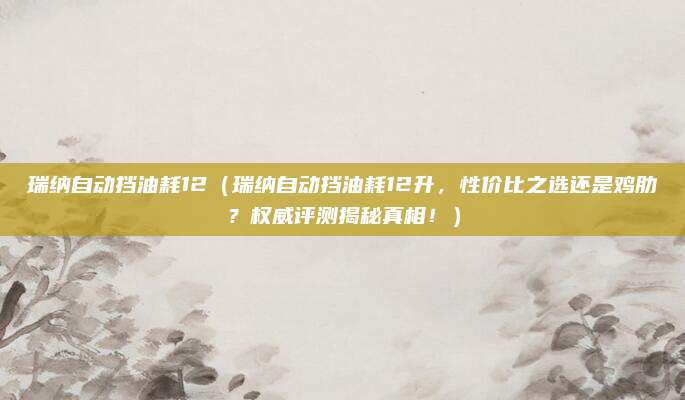 瑞纳自动挡油耗12（瑞纳自动挡油耗12升，性价比之选还是鸡肋？权威评测揭秘真相！）