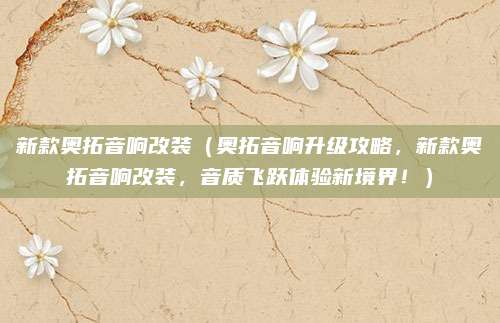 新款奥拓音响改装（奥拓音响升级攻略，新款奥拓音响改装，音质飞跃体验新境界！）