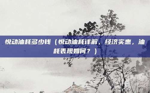 悦动油耗多少钱（悦动油耗详解，经济实惠，油耗表现如何？）