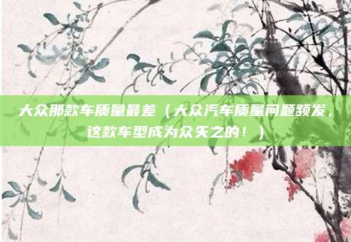 大众那款车质量最差（大众汽车质量问题频发，这款车型成为众矢之的！）
