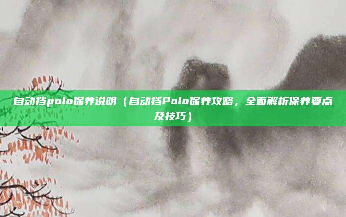 自动挡polo保养说明（自动挡Polo保养攻略，全面解析保养要点及技巧）