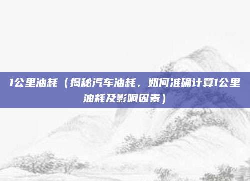 1公里油耗（揭秘汽车油耗，如何准确计算1公里油耗及影响因素）