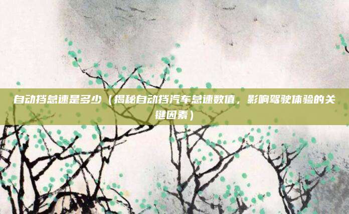 自动挡怠速是多少（揭秘自动挡汽车怠速数值，影响驾驶体验的关键因素）