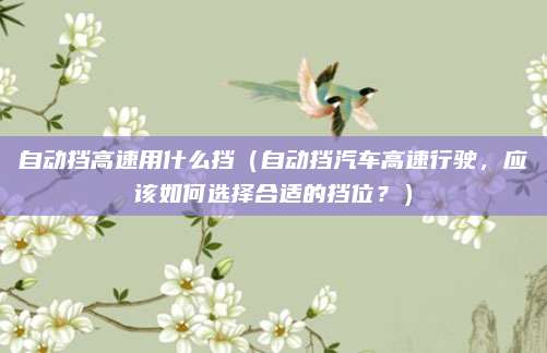 自动挡高速用什么挡（自动挡汽车高速行驶，应该如何选择合适的挡位？）